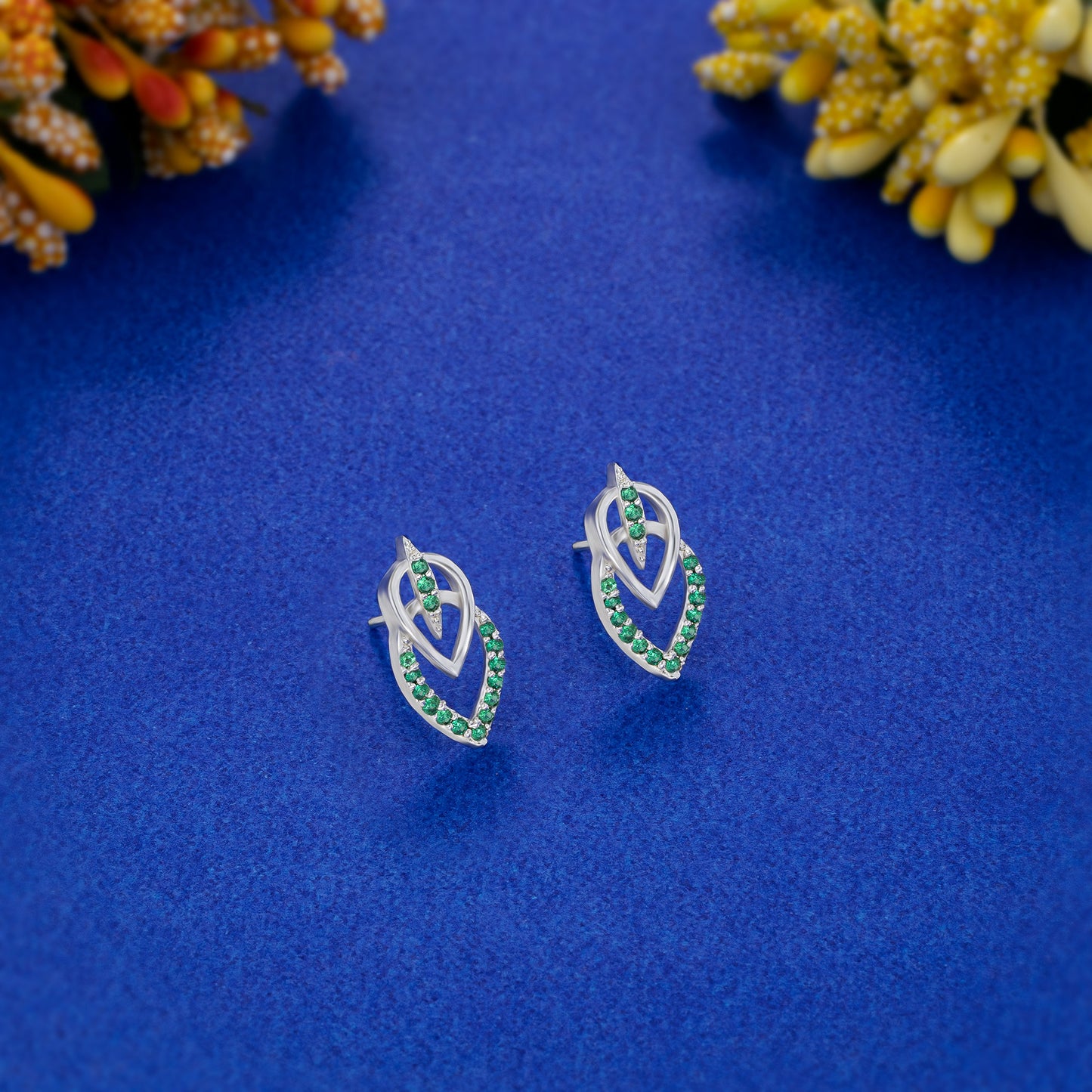 green royal leaf studs