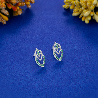 Green Royal Leaf Studs