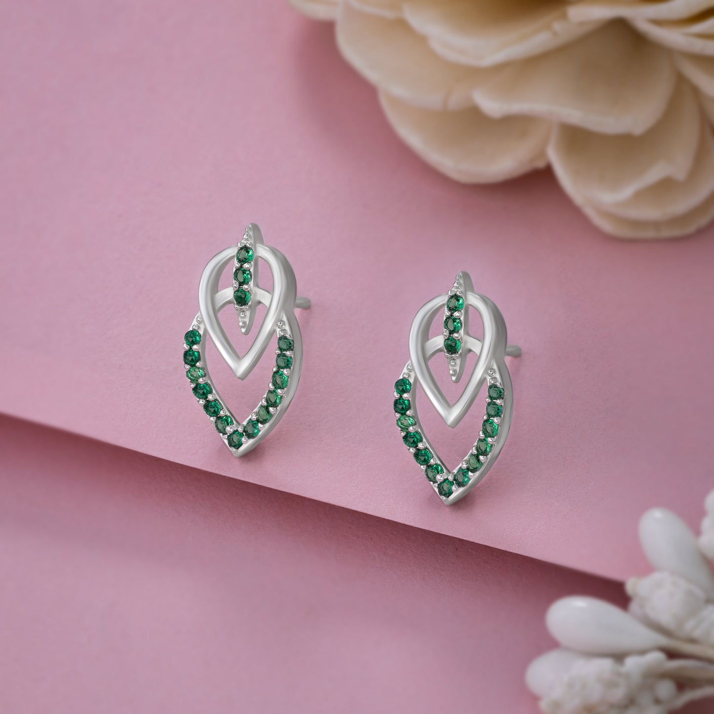 green royal leaf studs