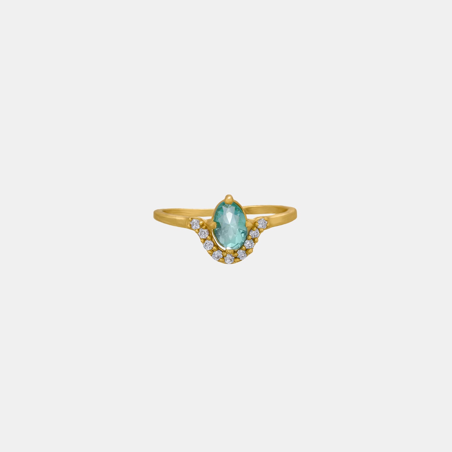 golden ring with a stone and white diamonds