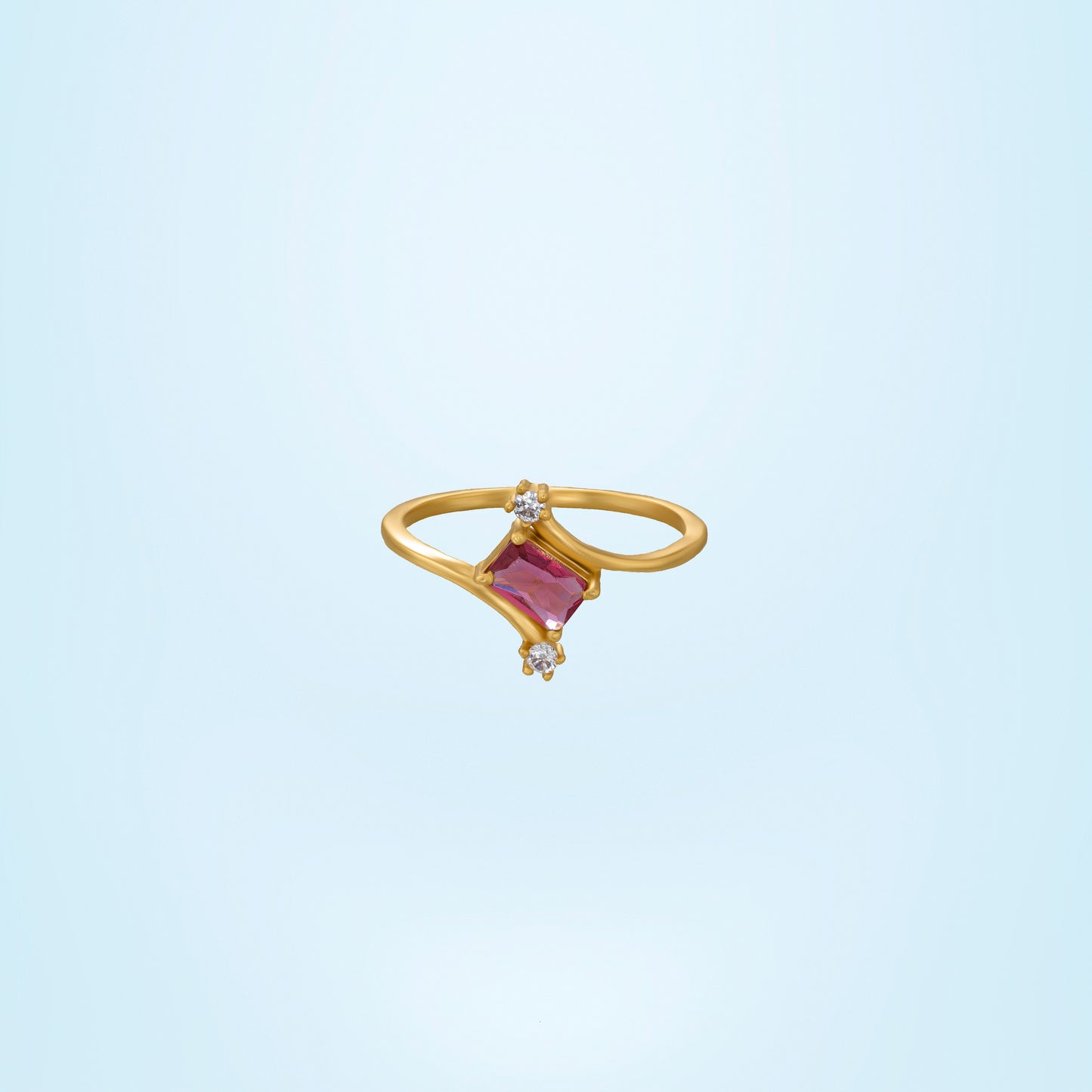 golden ring with a stone and a diamond