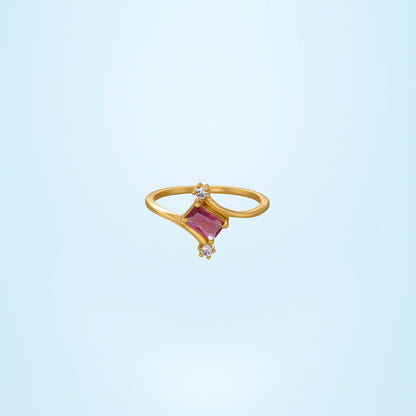 Golden Ring with a Stone and a Diamond