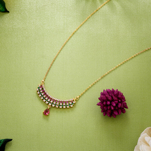 Golden Necklace with a Ruby and Emerald Stone