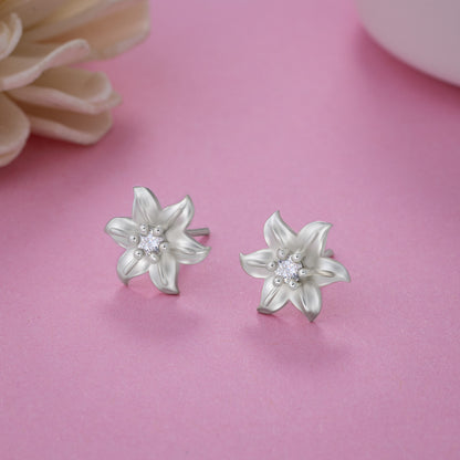 Silver Blooming Star Stud