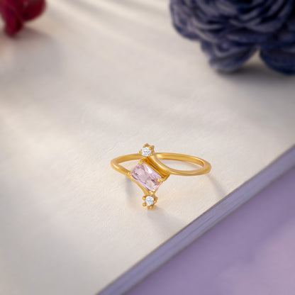 Golden Ring with a Stone and a Diamond