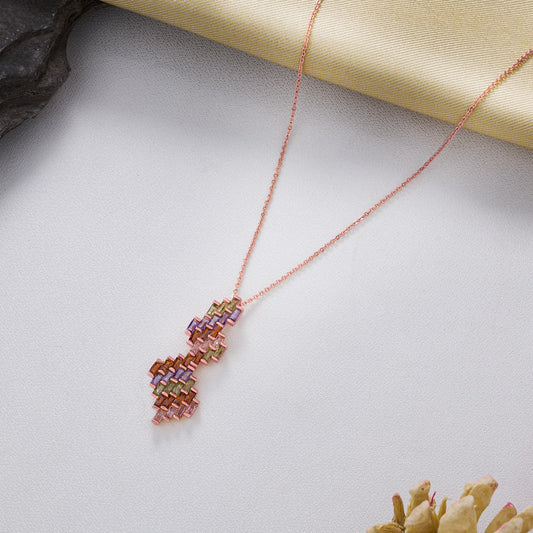 Rose Gold Necklace with a Square Shaped Pendant