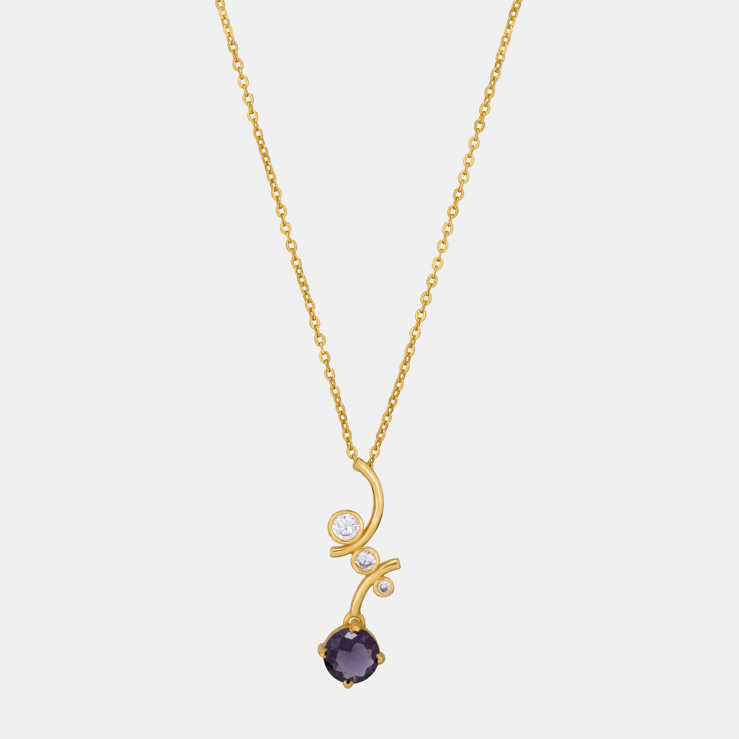 golden necklace with a stone and diamond