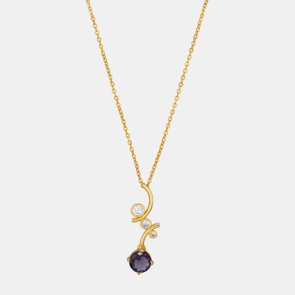 Golden Necklace with a Stone and Diamond