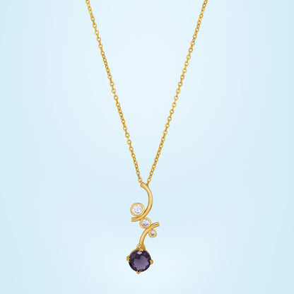 Golden Necklace with a Stone and Diamond