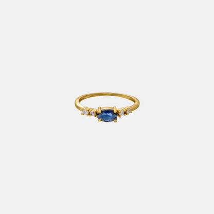 Golden Ring with a Sapphire and Diamonds