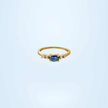 Golden Ring with a Sapphire and Diamonds