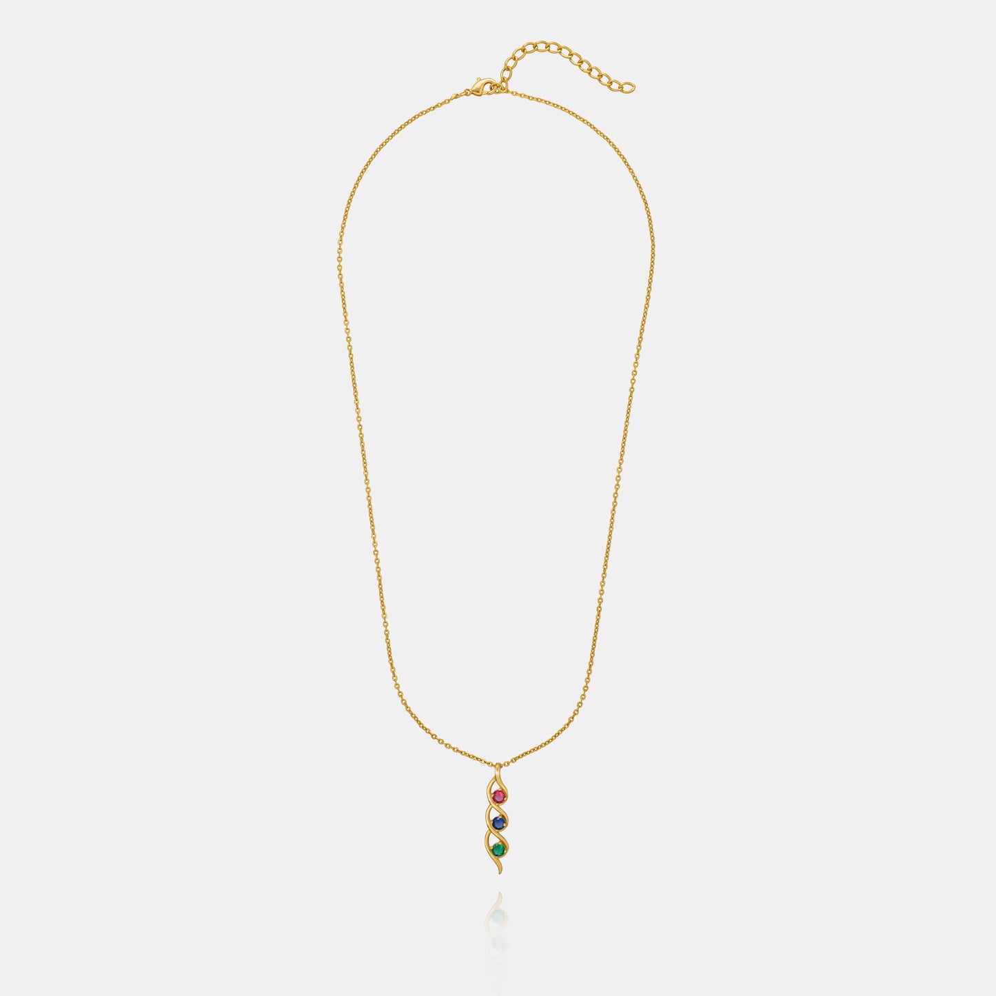 golden necklace with a rainbow stone pendant