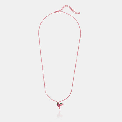 Rose Gold Necklace with a Pink Bird Pendant