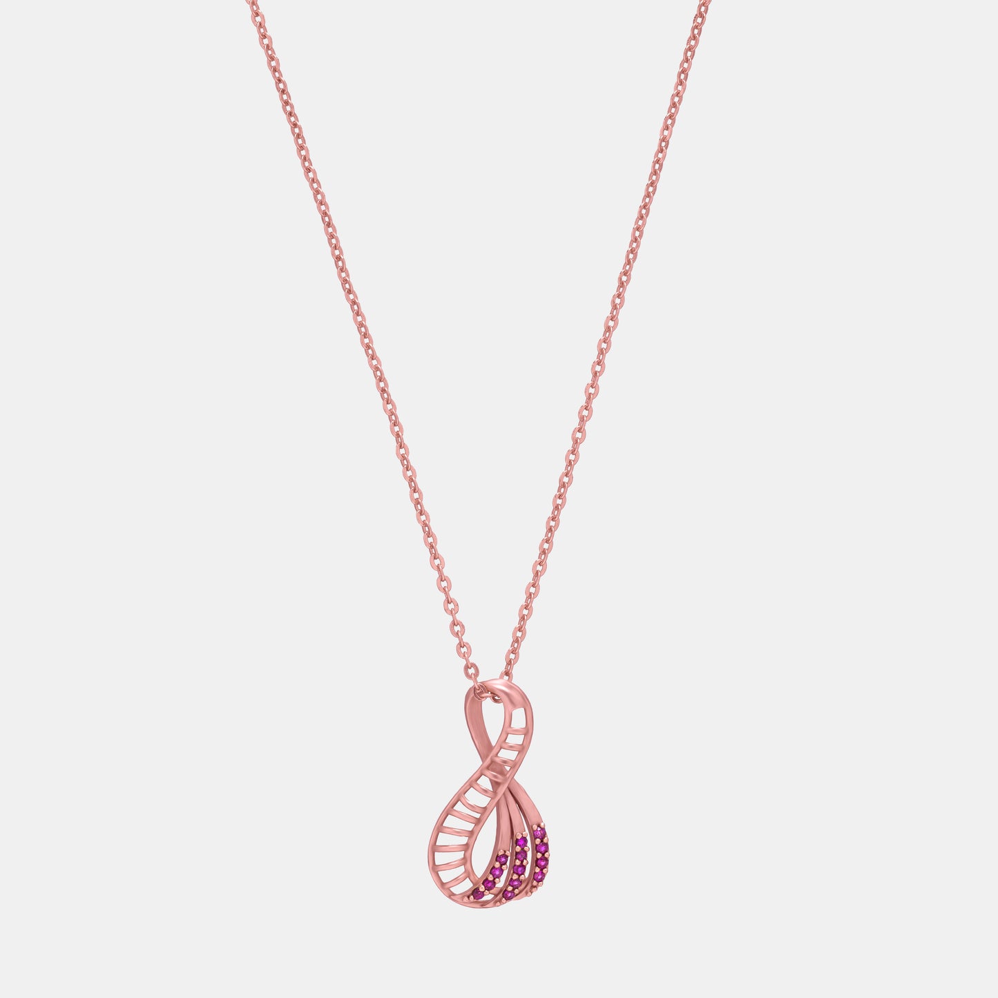 pink pendant with a rose gold necklace