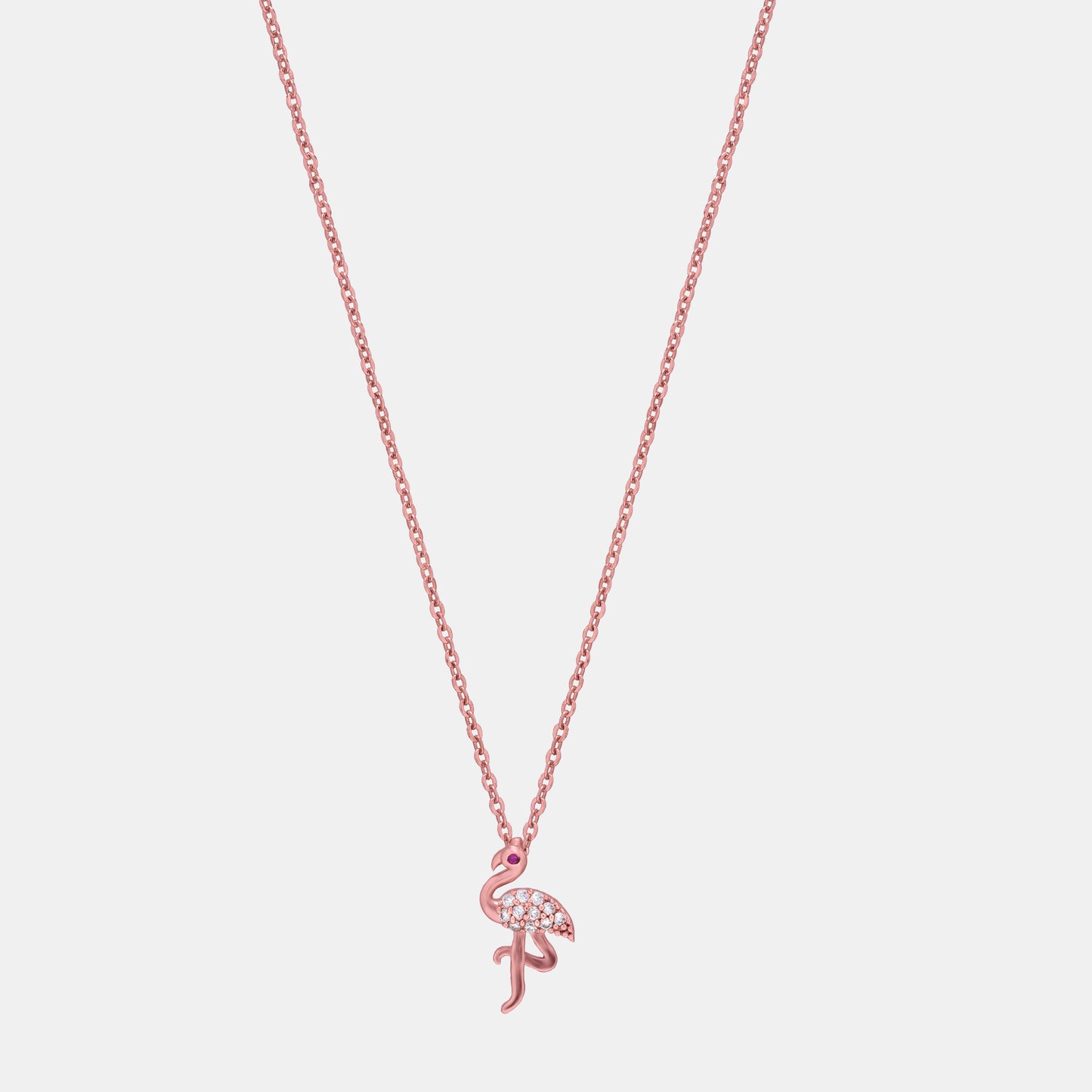 rose gold flaming necklace with a diamond heart