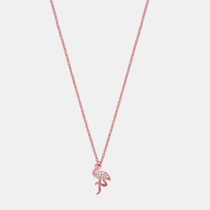 Rose Gold Flaming Necklace with a Diamond Heart