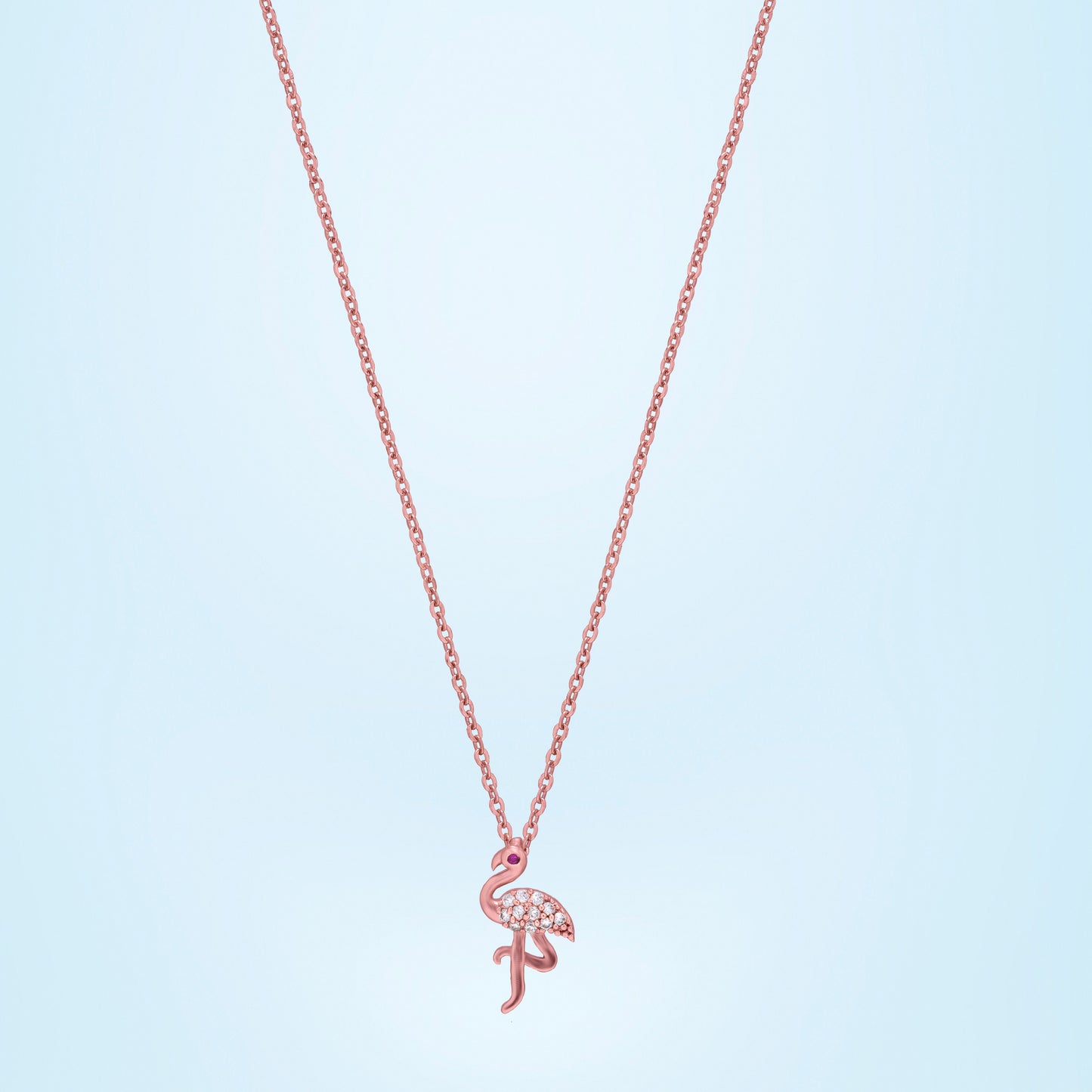 rose gold flaming necklace with a diamond heart