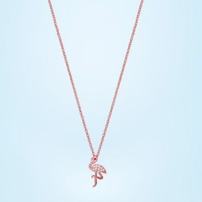 Rose Gold Flaming Necklace with a Diamond Heart