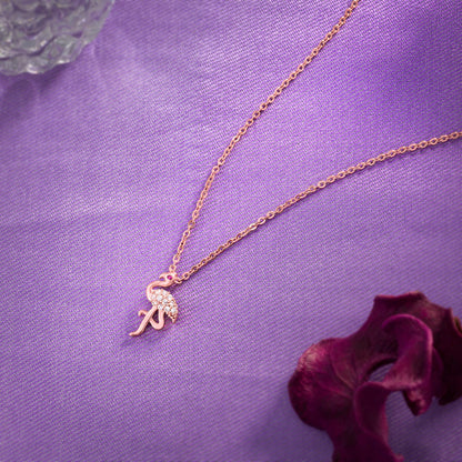 Rose Gold Flaming Necklace with a Diamond Heart