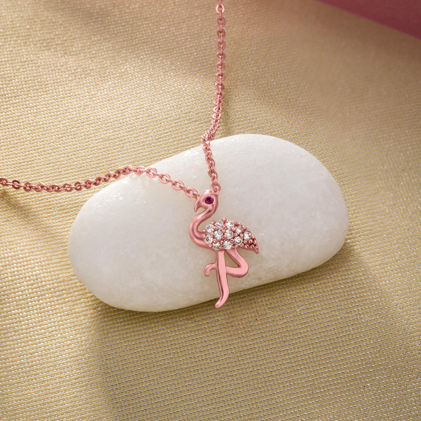 rose gold flaming necklace with a diamond heart