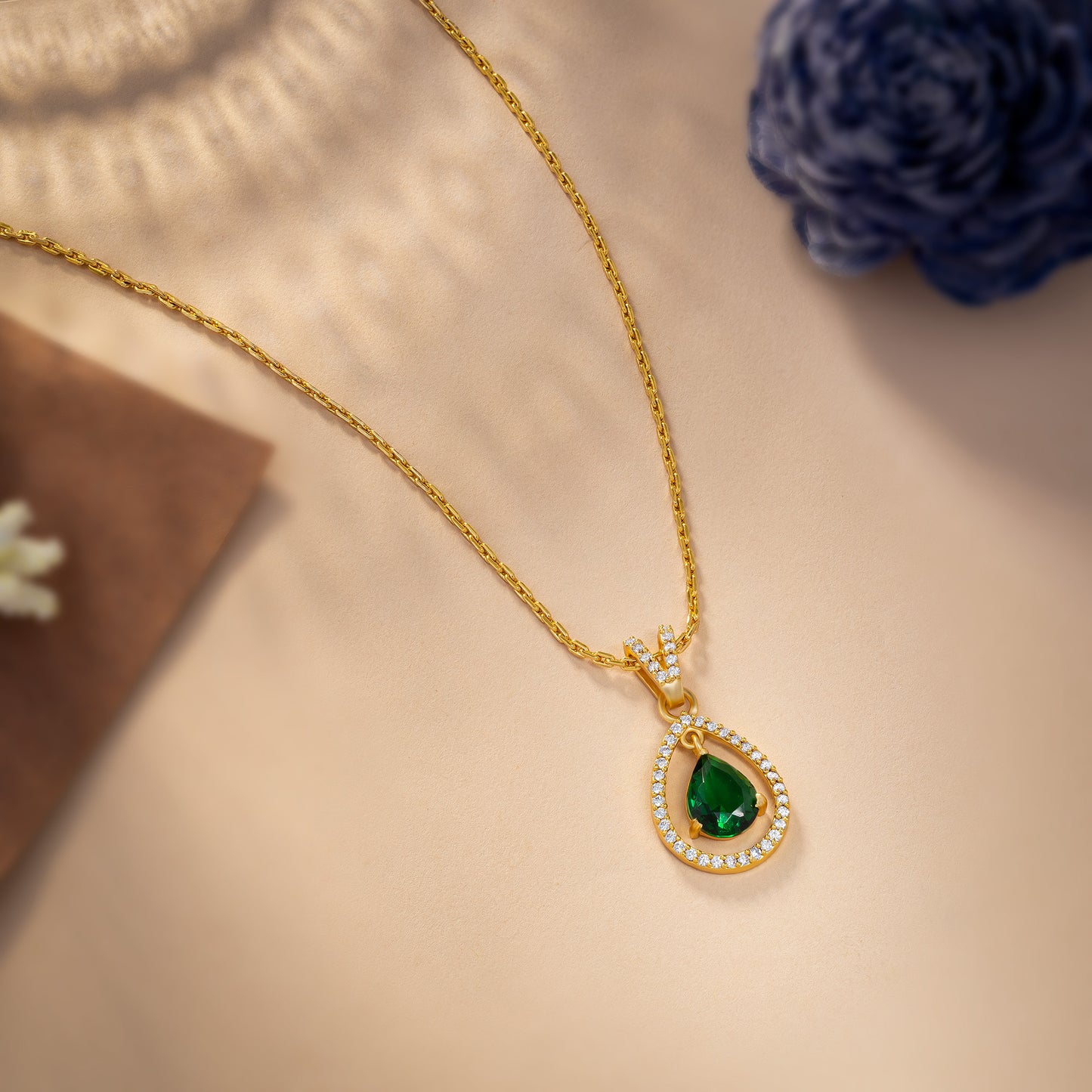 green emerald teardrop pendant