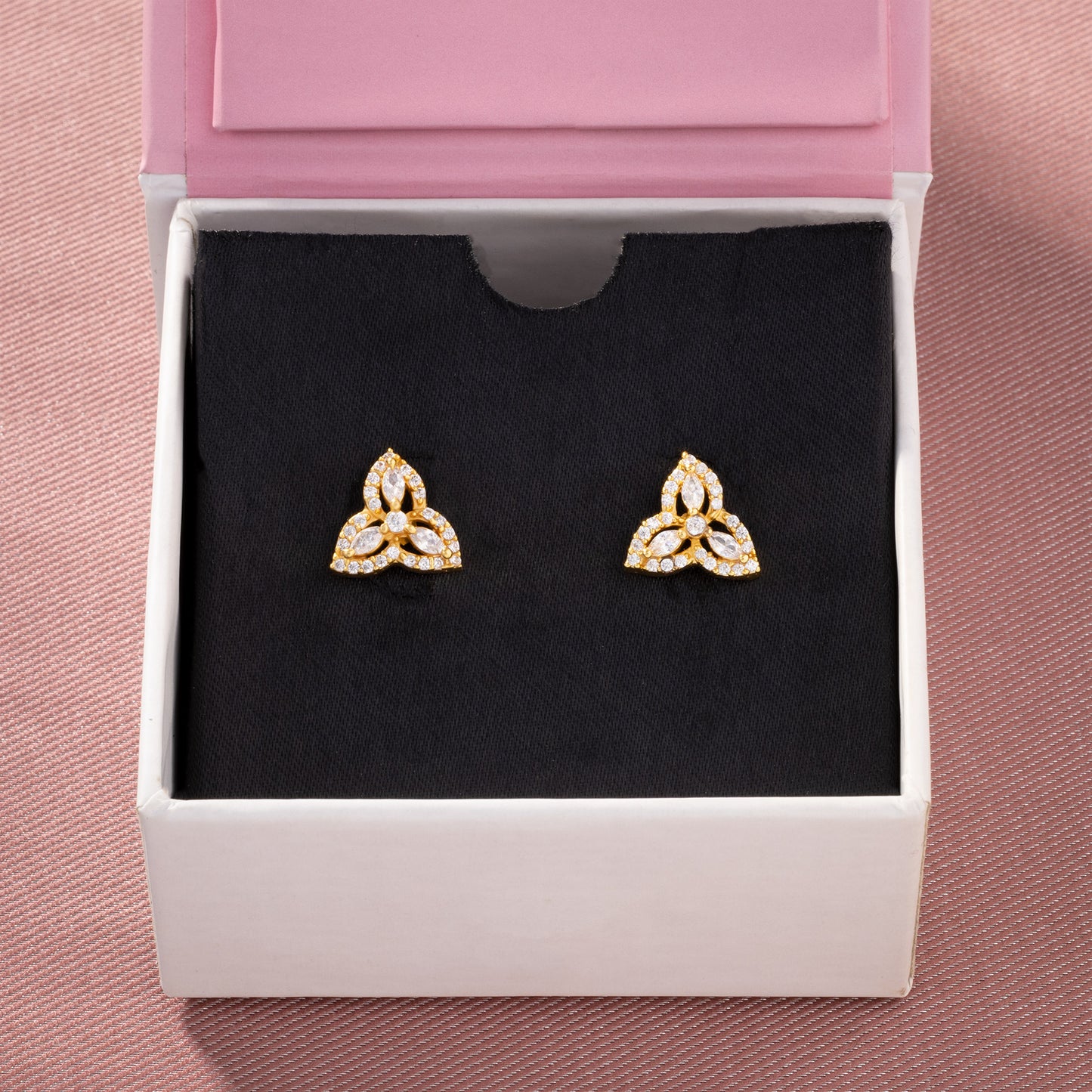 white radiant trinity earrings