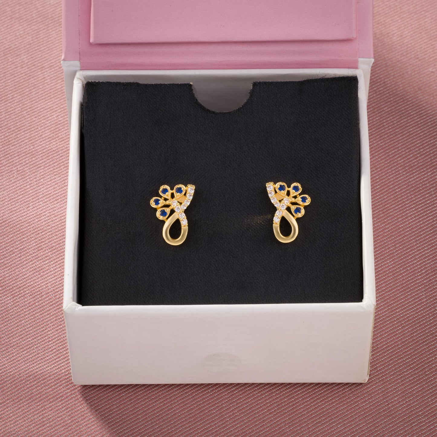 golden plated cz stud earrings