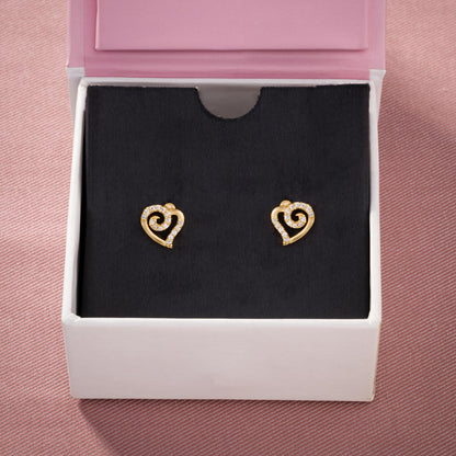 White Swirl Heart Stud Earrings