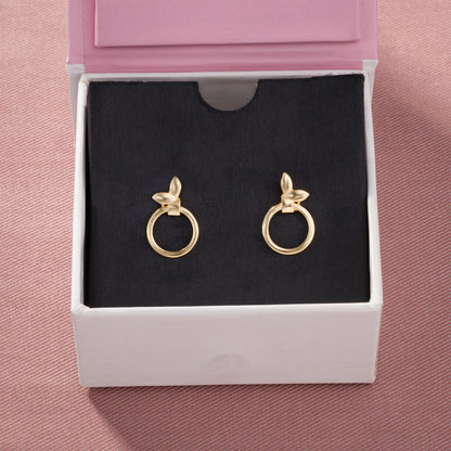 Pair of Golden Earrings with a Flower