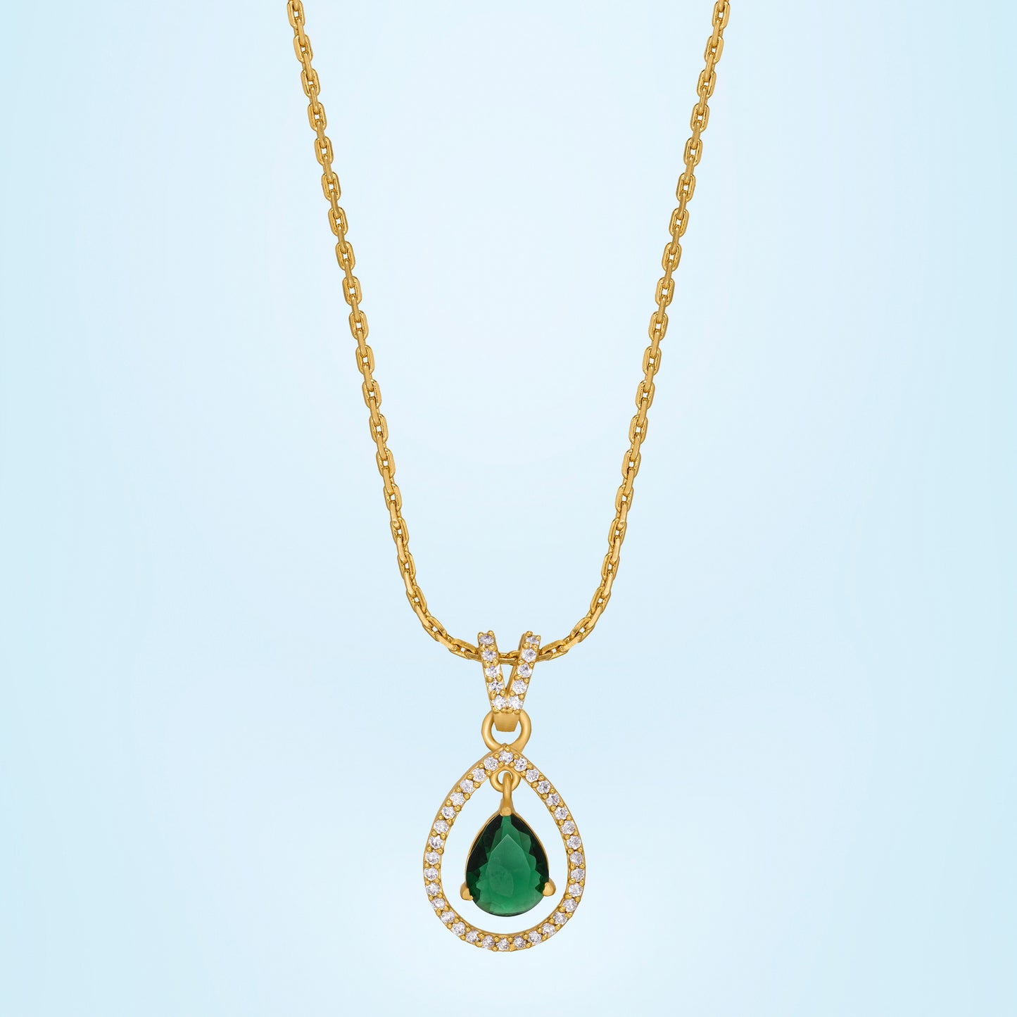 green emerald teardrop pendant