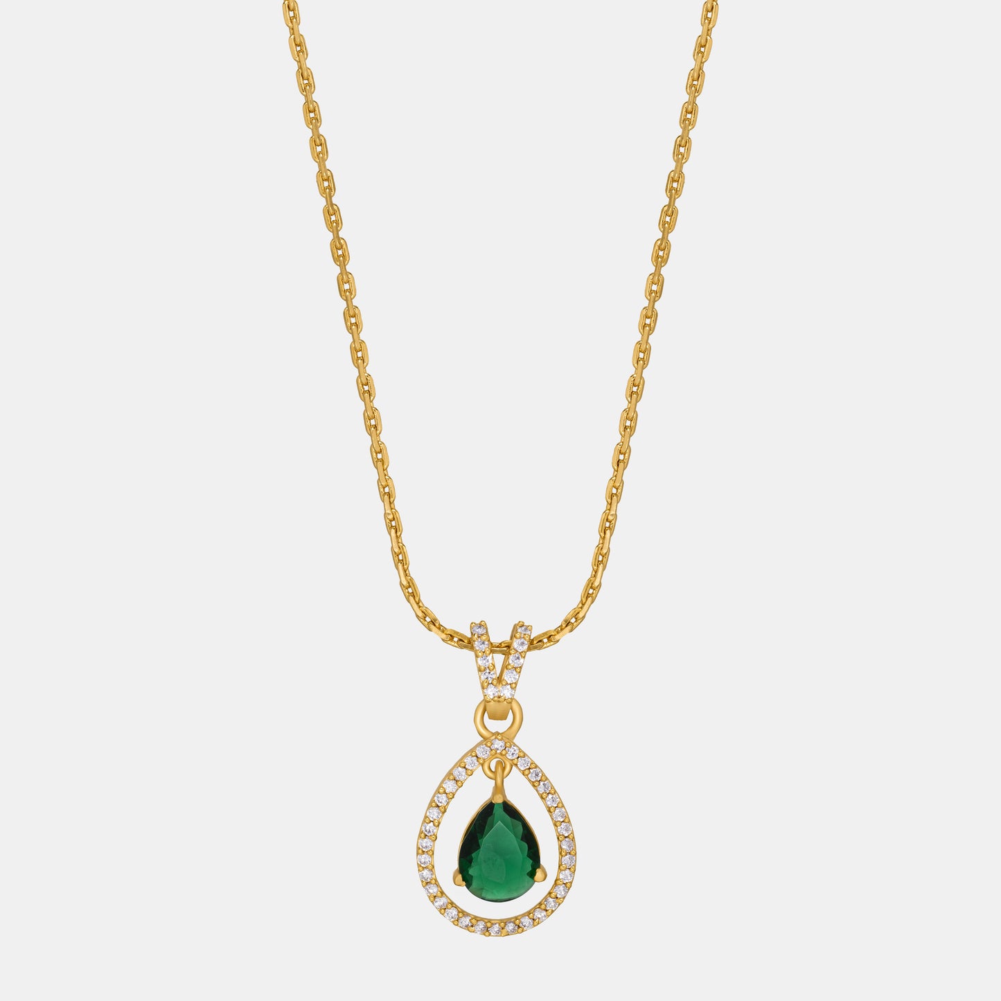 green emerald teardrop pendant