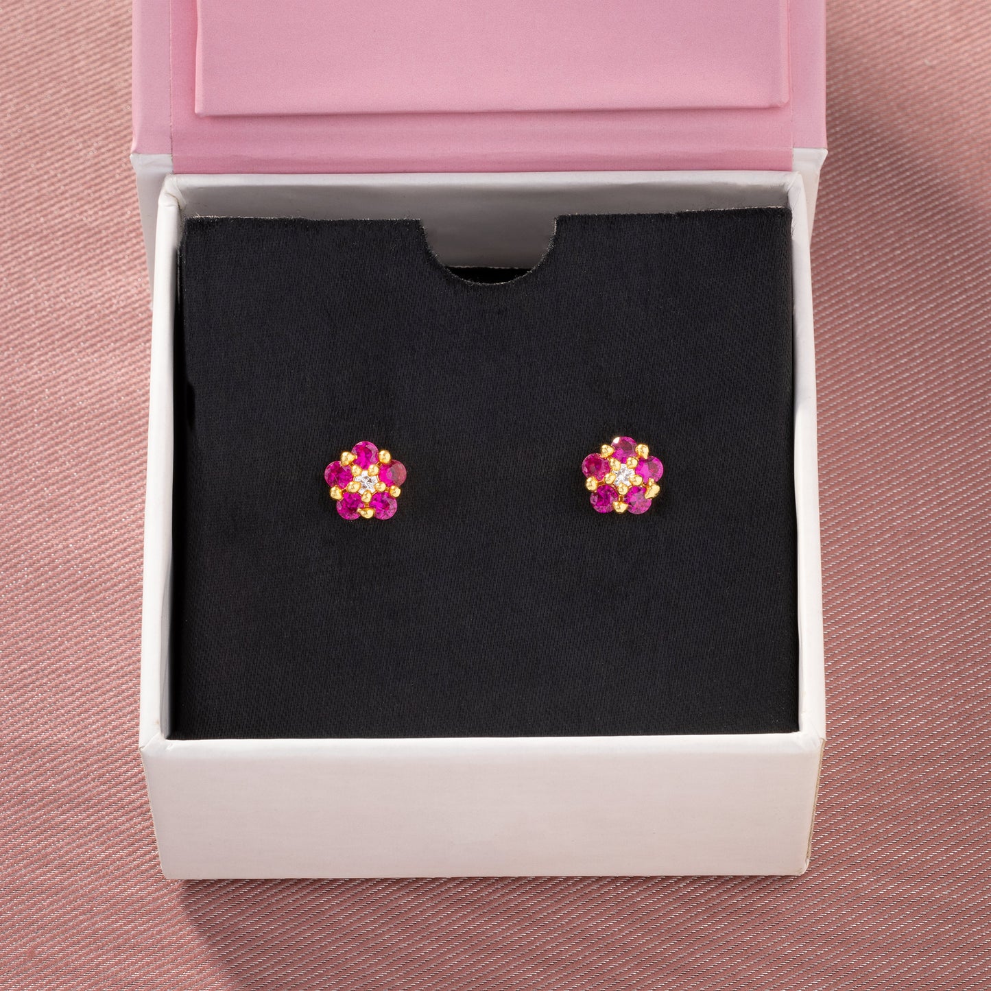 radiant ruby blossom studs