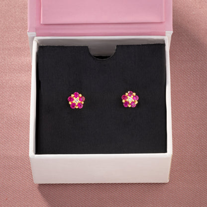 Radiant Ruby Blossom Studs