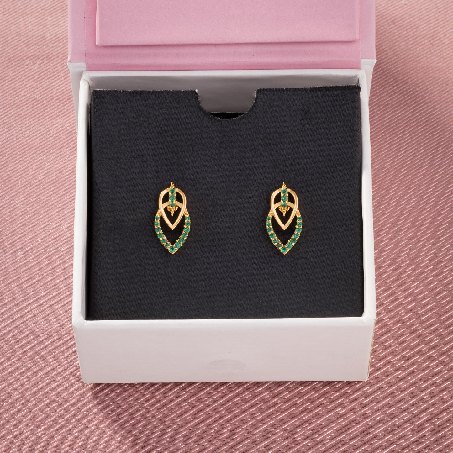 green royal sapphire leaf studs