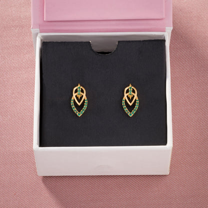 Green Royal Sapphire Leaf Studs