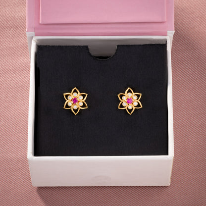 Red Golden Bloom Studs