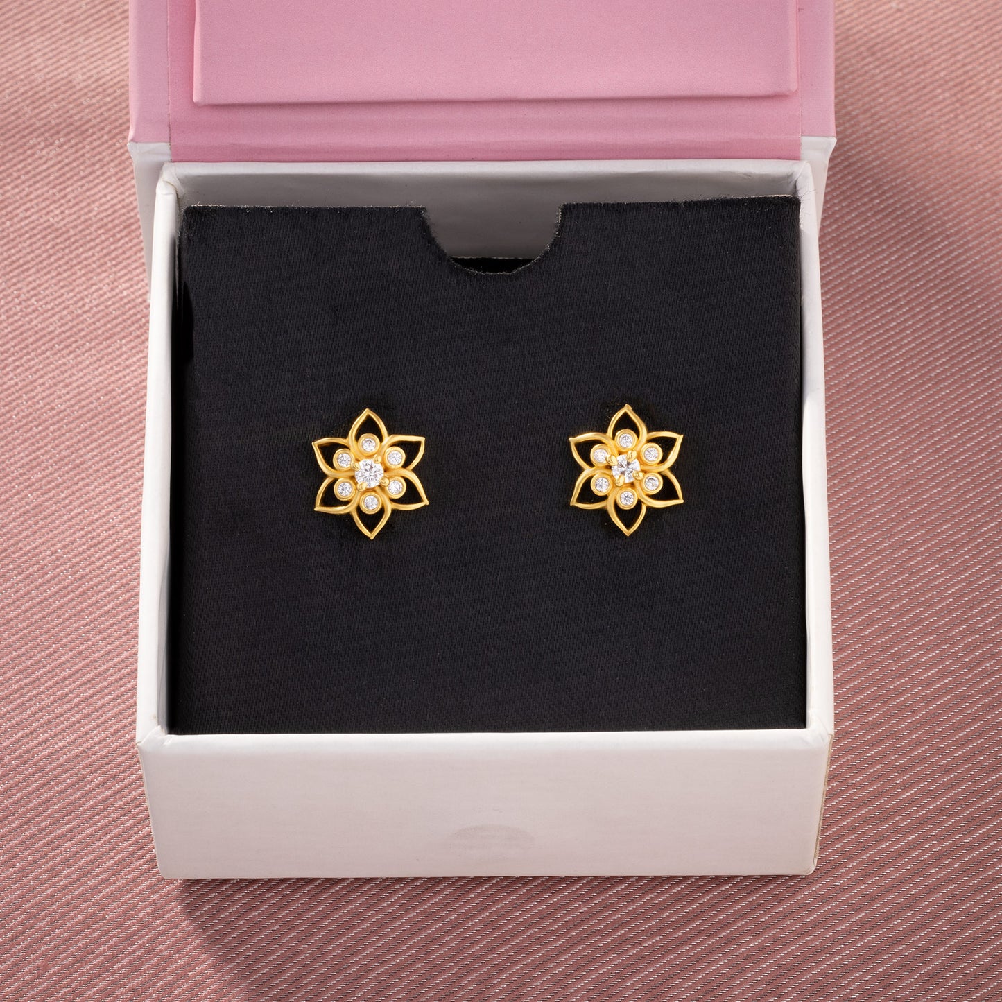 white golden bloom studs