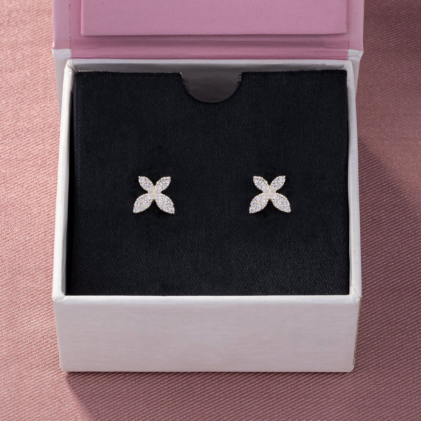 silver blossom star studs