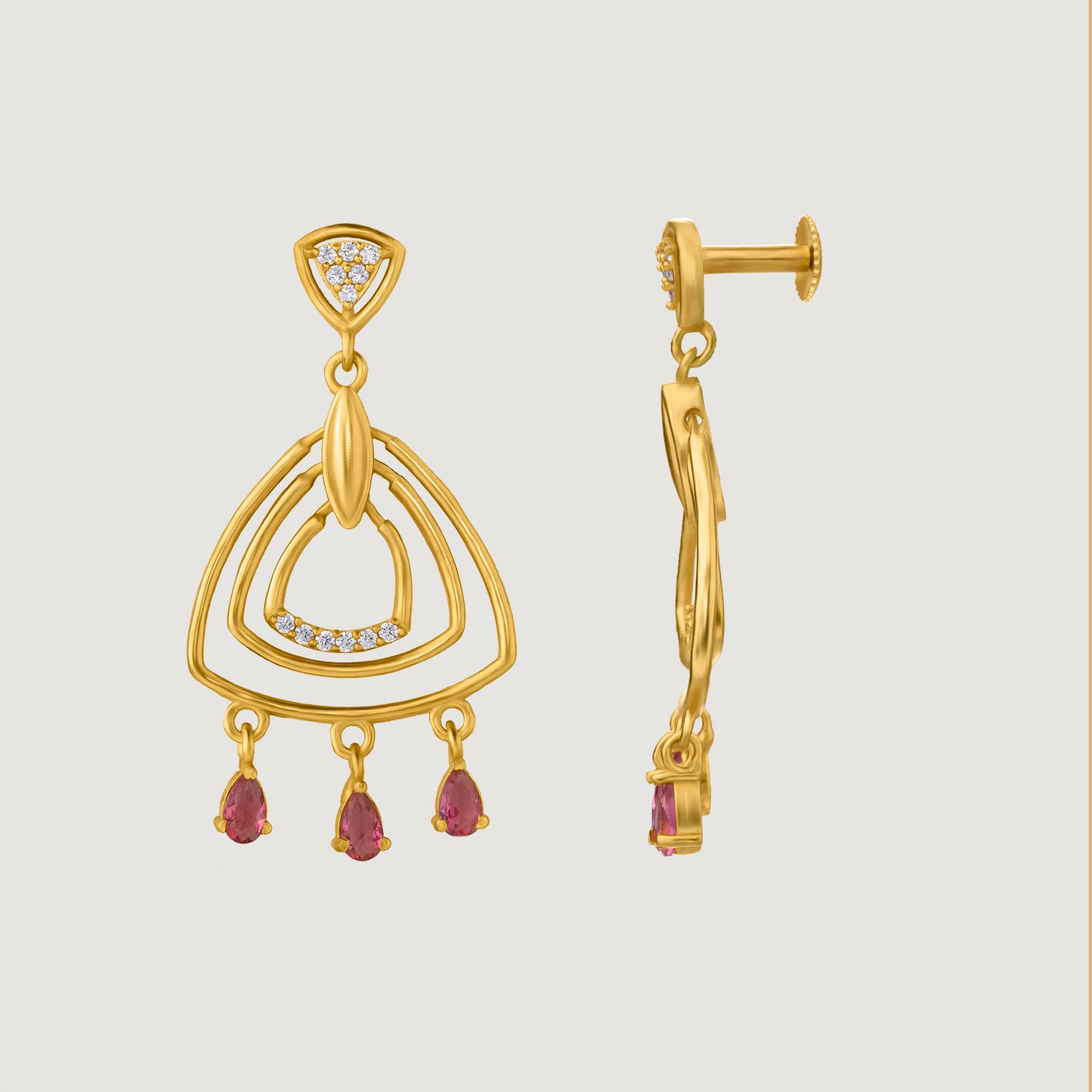 red cascade earrings