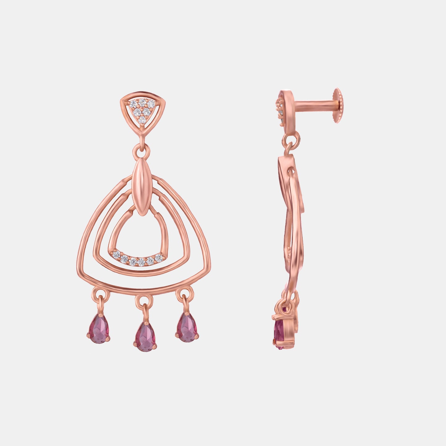 rose gold earrings with diamonds