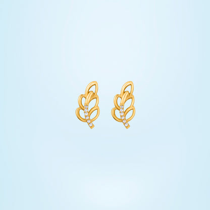 Pair of Golden Earrings with a Single Diamond