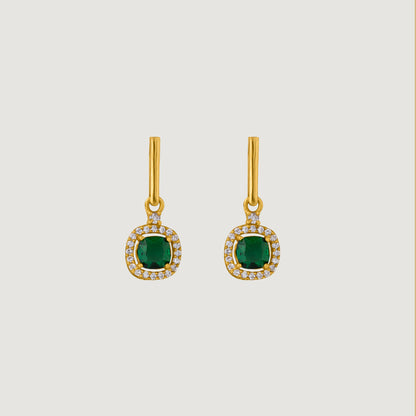 Pair of Earrings with a Ruby Stone and Diamonds