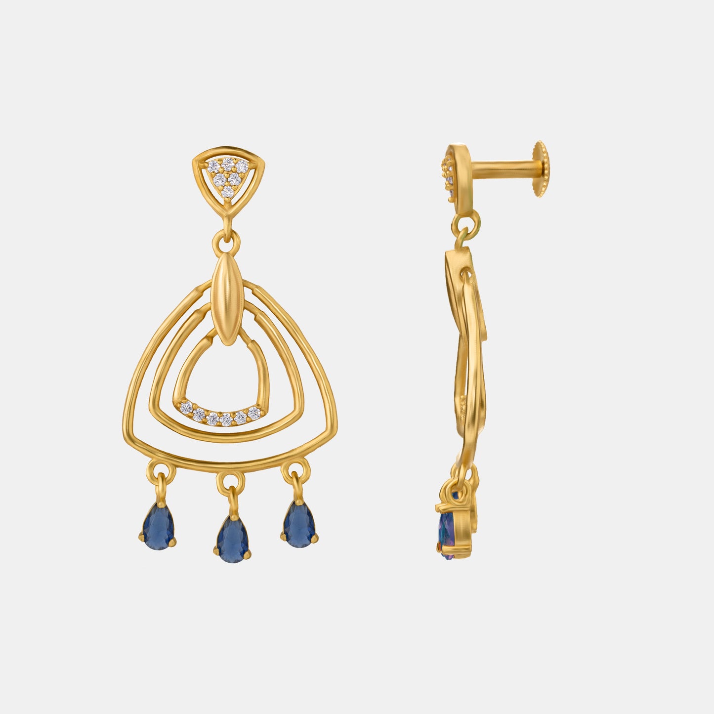 pair of golden earrings with diamonds