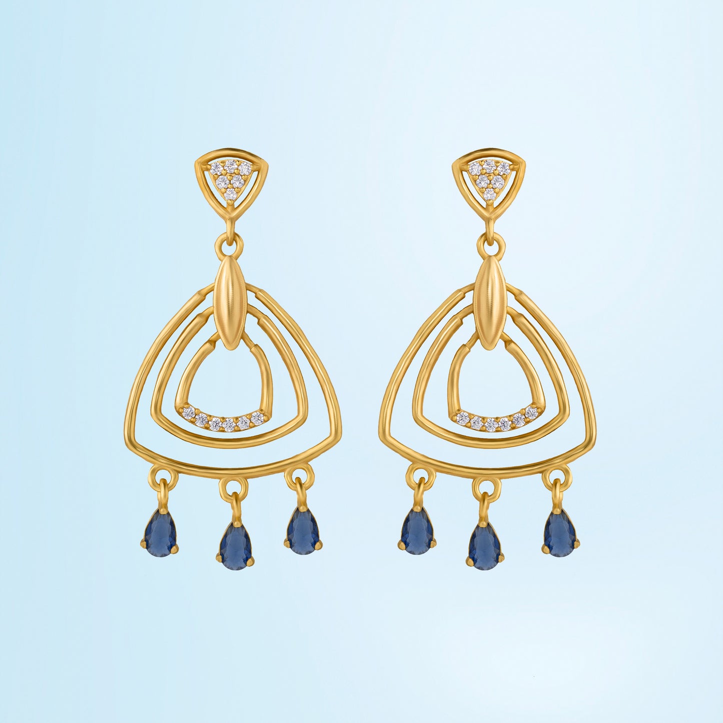 pair of golden earrings with diamonds