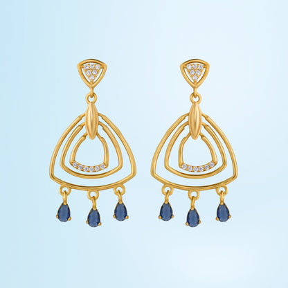 Pair of Golden Earrings with Diamonds