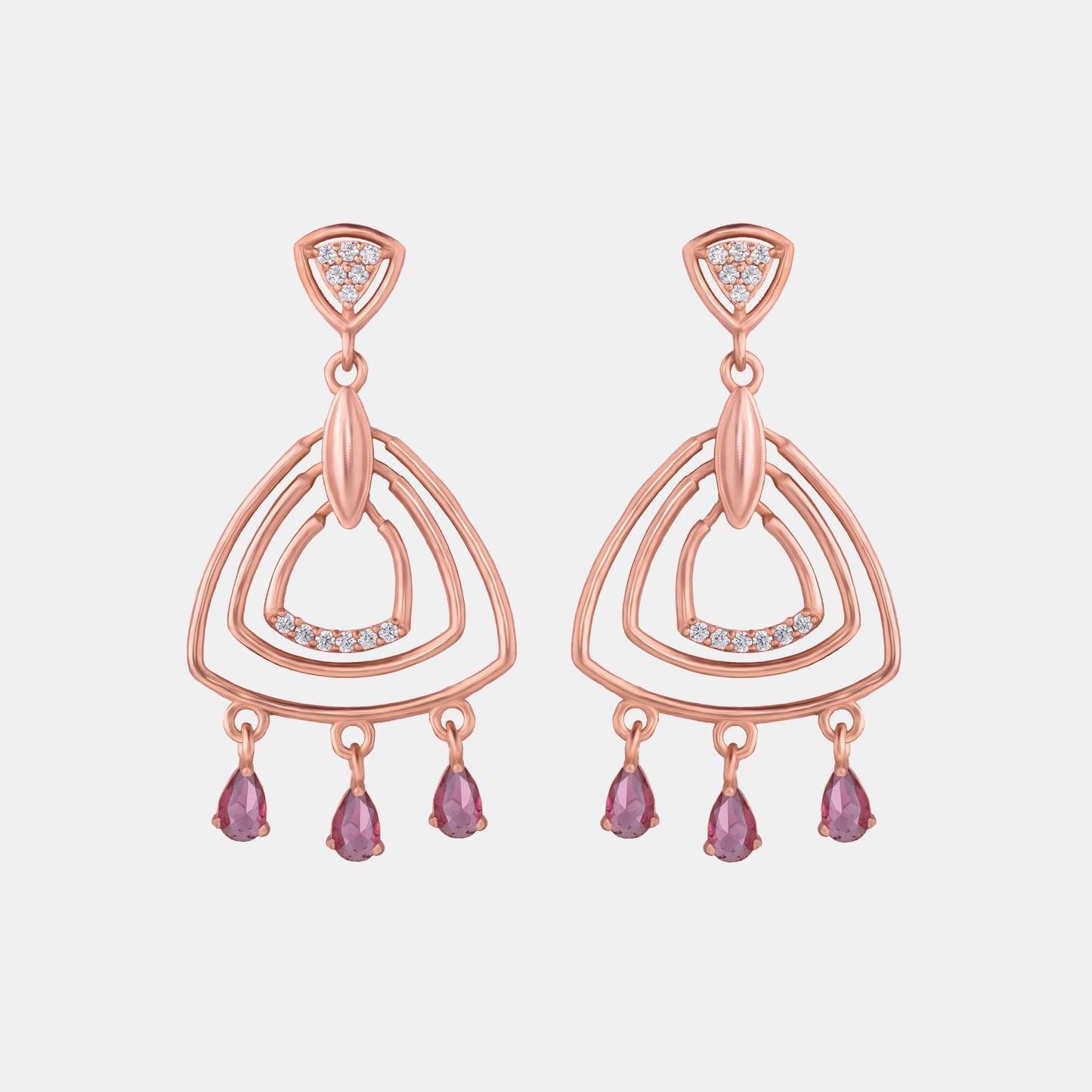 rose gold earrings with diamonds