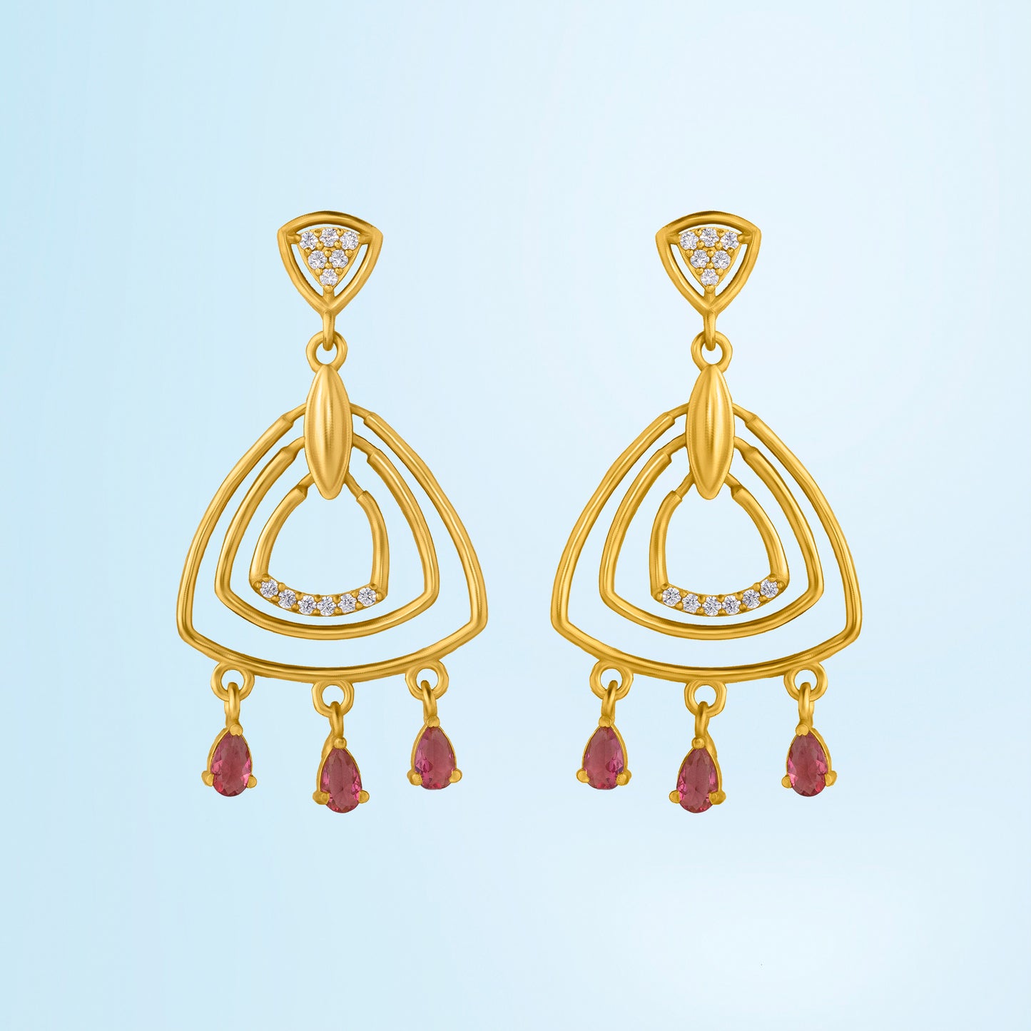 red cascade earrings