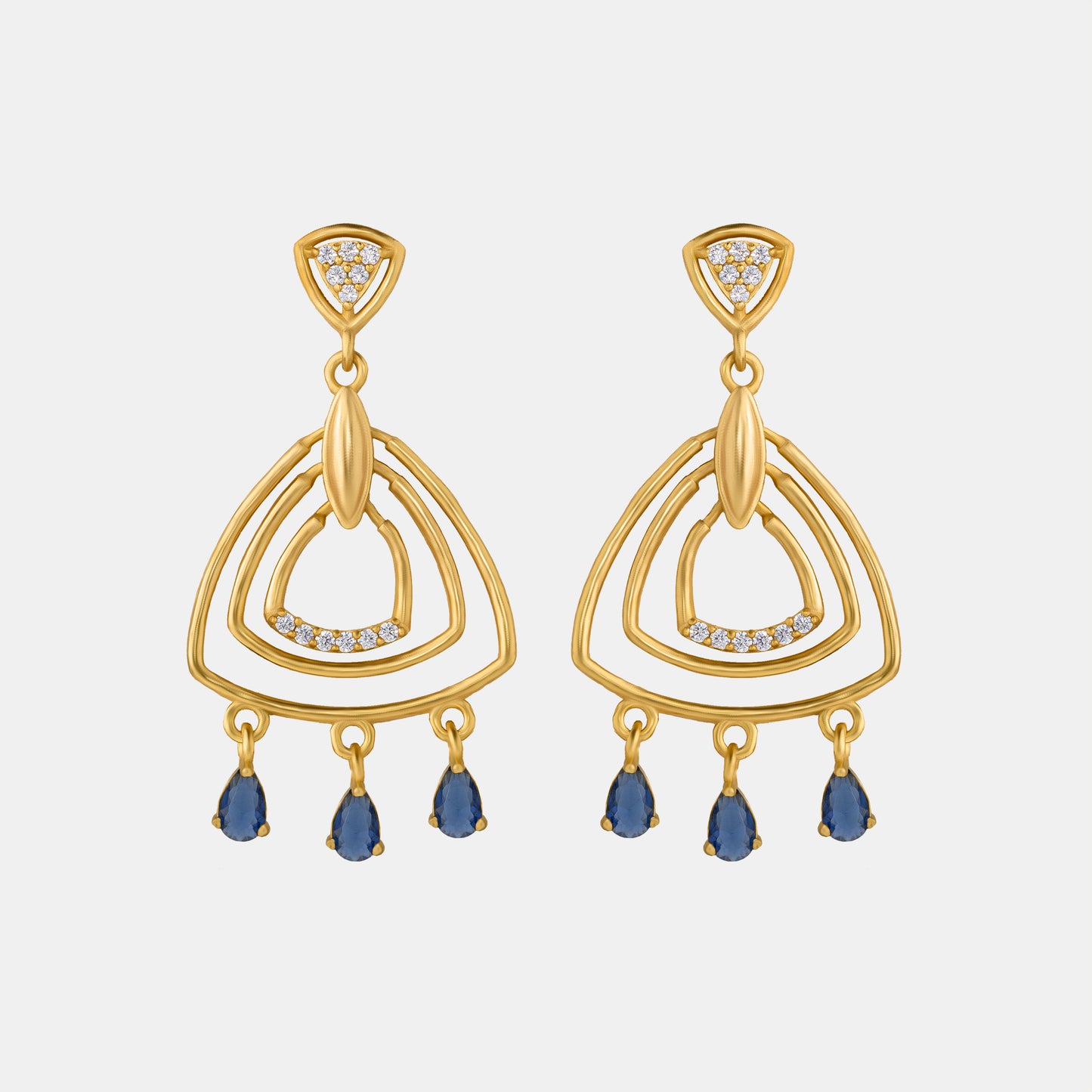 pair of golden earrings with diamonds