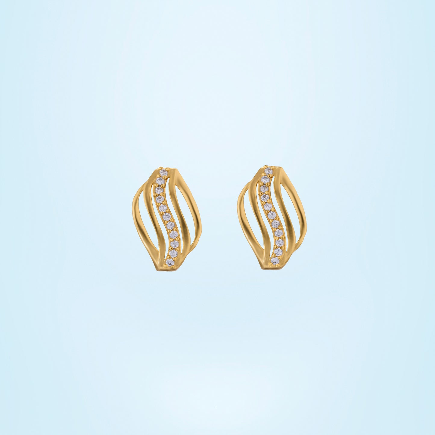 blue golden wave earrings