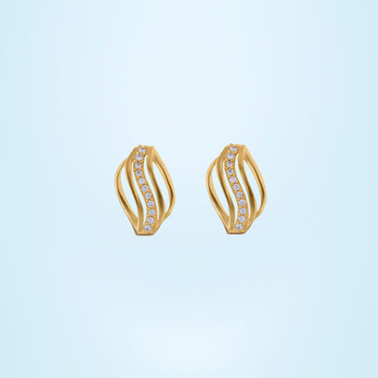 Blue Golden Wave Earrings